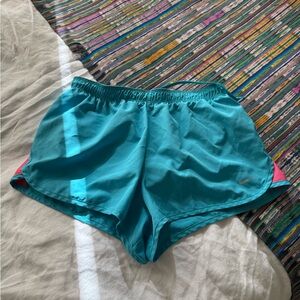 Nike Turquoise and Pink Athletic Shorts